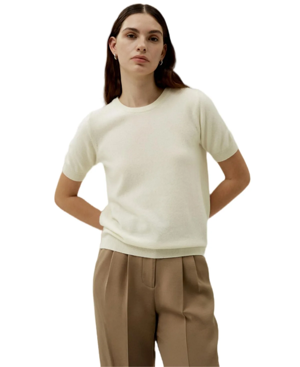 Crew Neck Basic Knit Top by Lilysilk