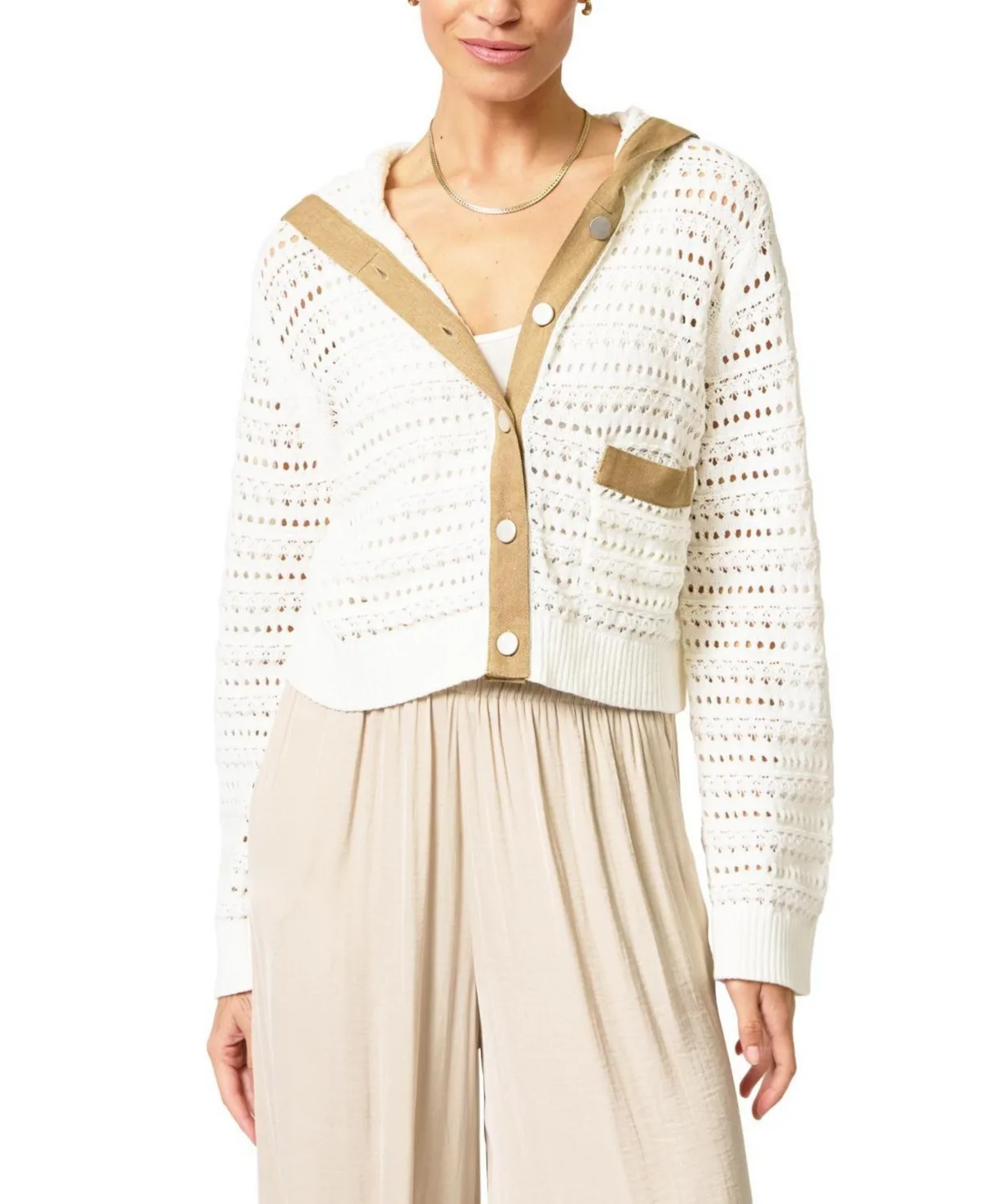 Avery Mixed Media Hooded Cardigan by Central Park West
