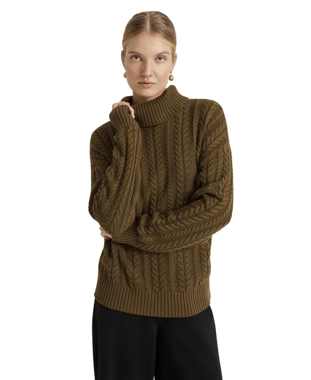 Vivana Cable-Knit Turtleneck Sweater by Finery London