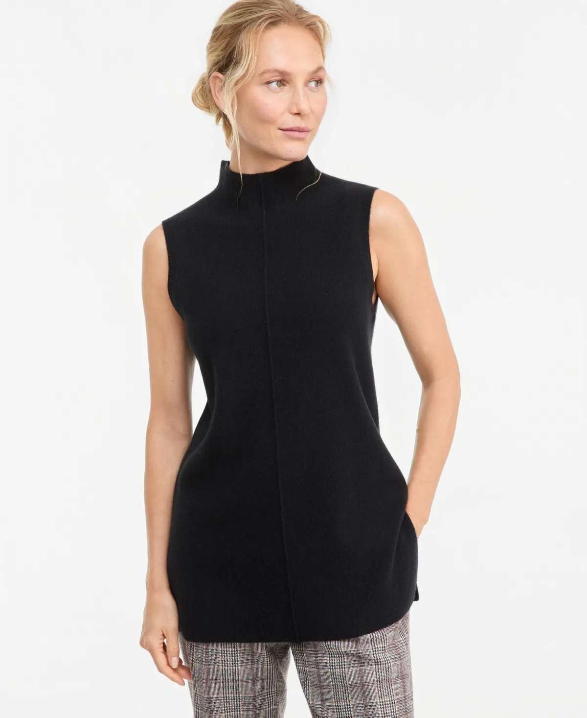 100% Cashmere Funnel-Neck Sleeveless Sweater by Charter Club