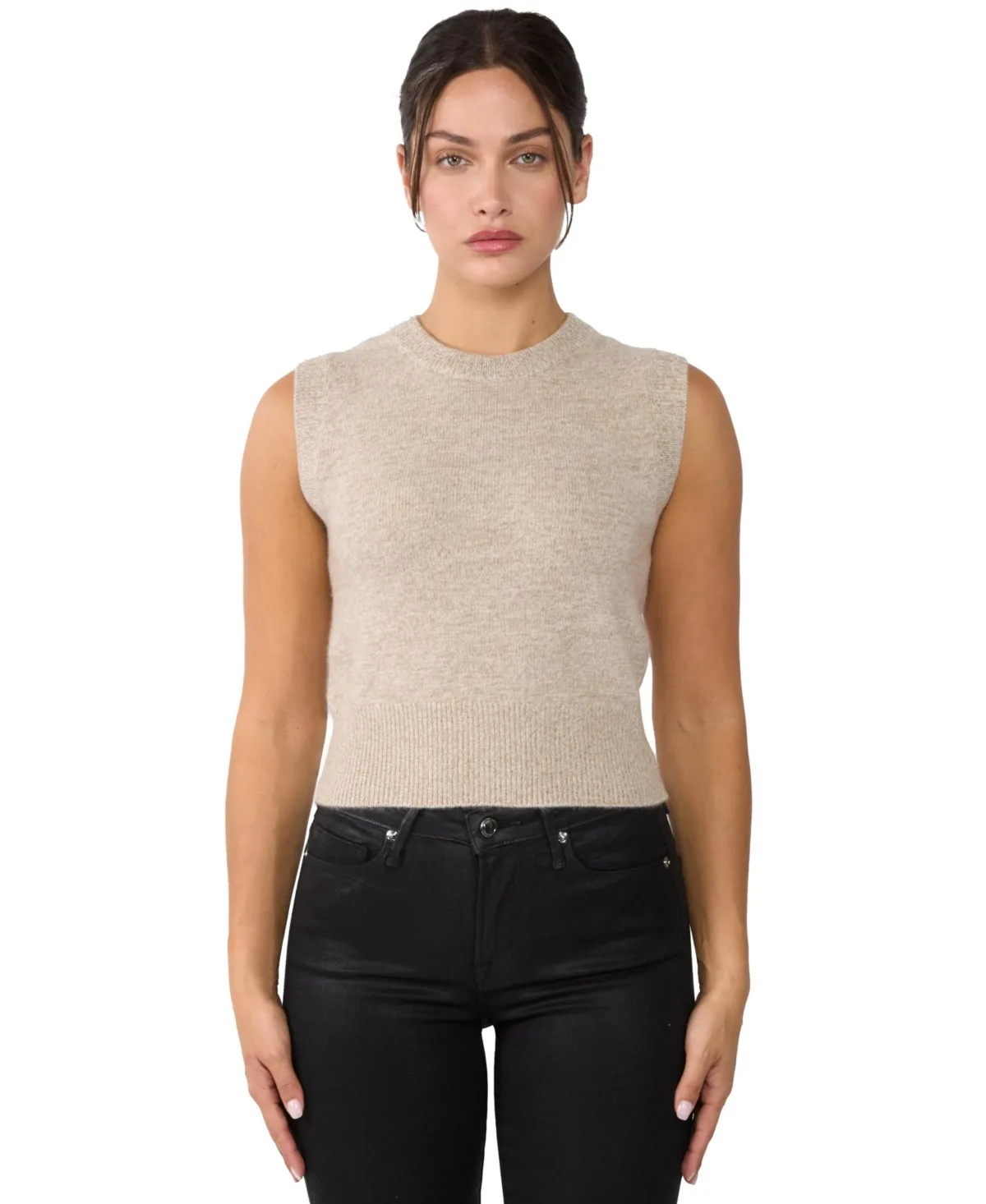 100% Cashmere Crewneck Chunky-Knit Sweater Vest by Jennie Liu