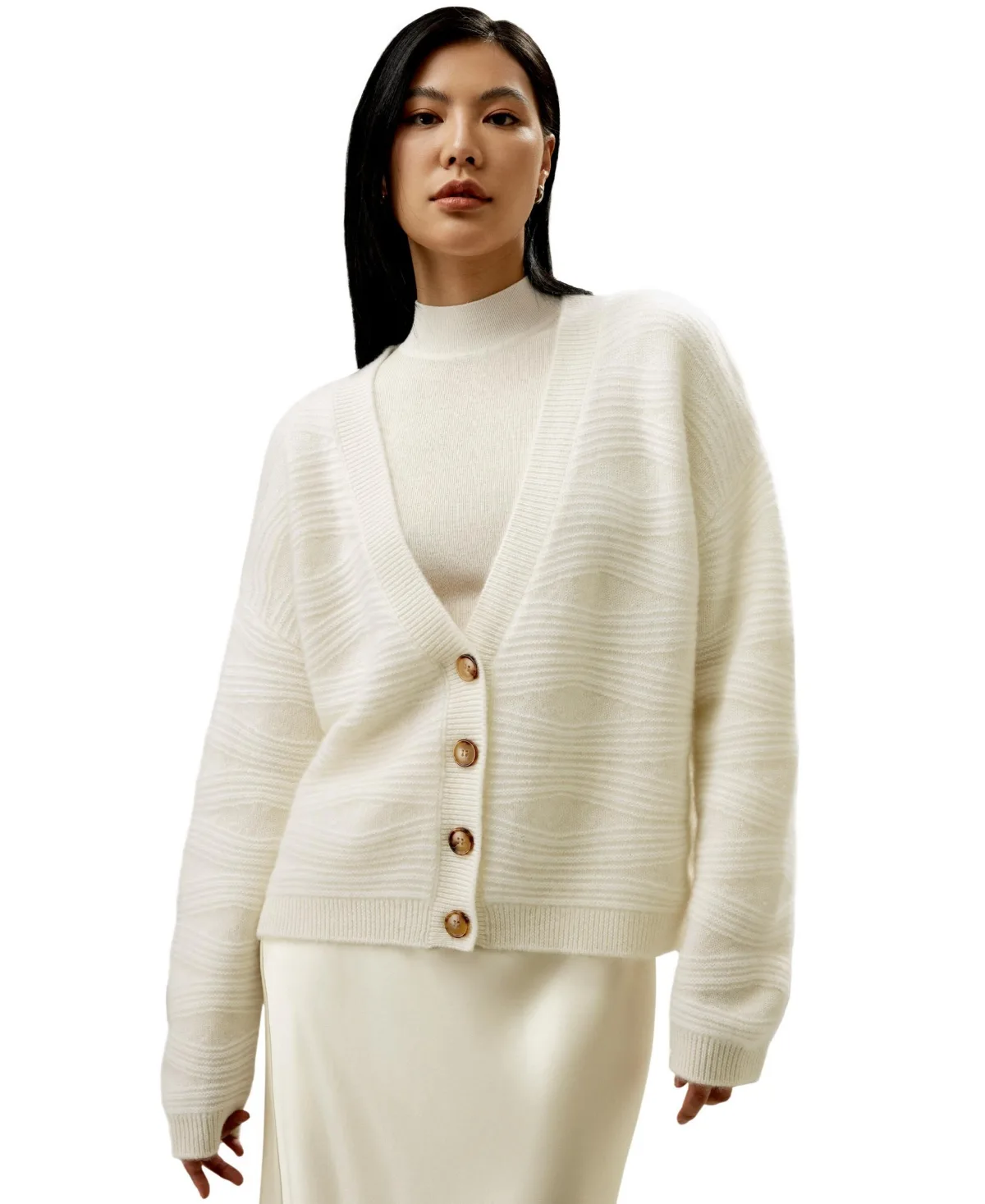 Elegant V-Neck Cashmere Cardigan by Lilysilk