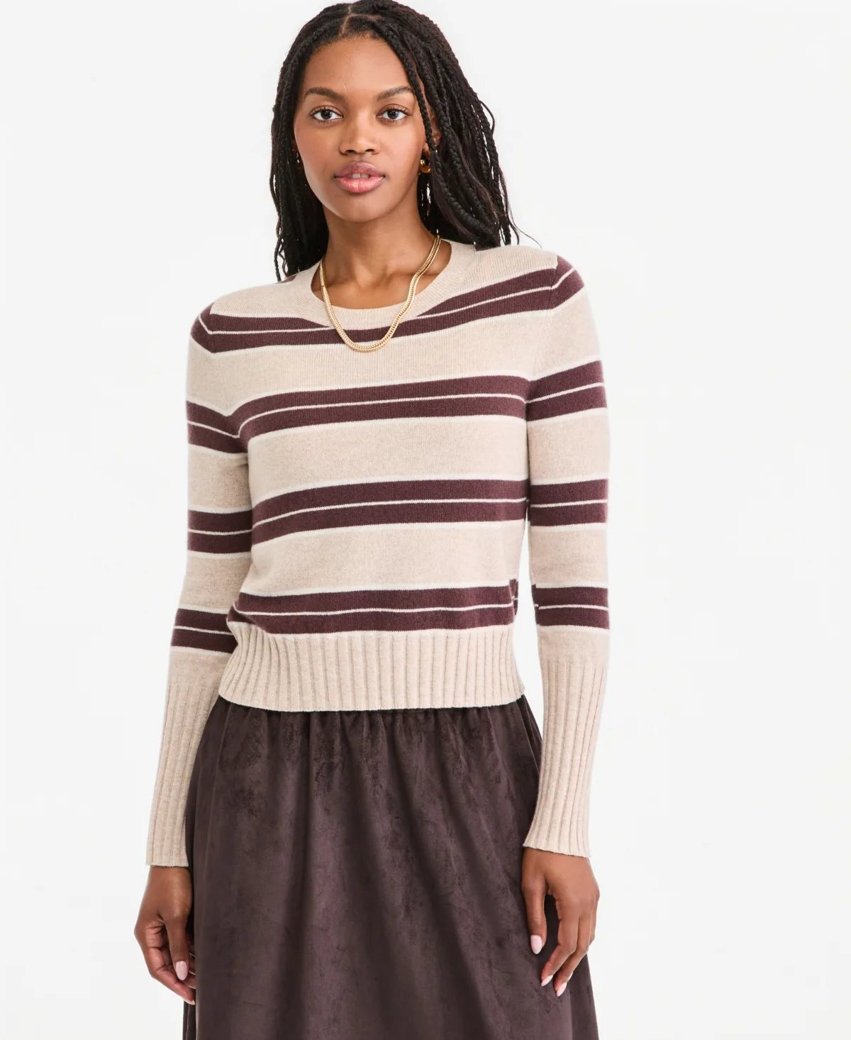 100% Cashmere Crewneck Shrunken Pullover Sweater by On 34th