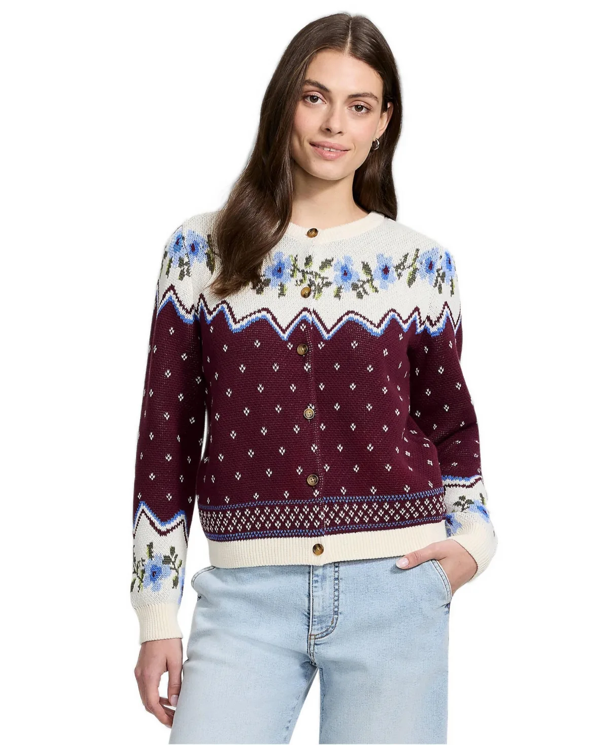 Drifter Jacquard Cardigan Sweater by Lands' End