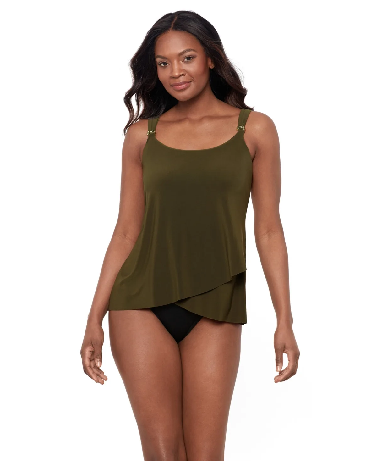 Dd Cup Razzle Dazzle Underwire Asymmetrical Tankini Top by Miraclesuit