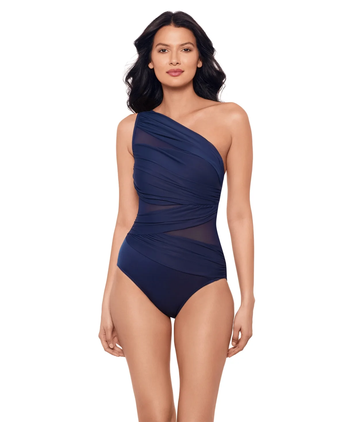 Network Jena One-Shoulder Allover-Slimming One-Piece Swimsuit by Miraclesuit