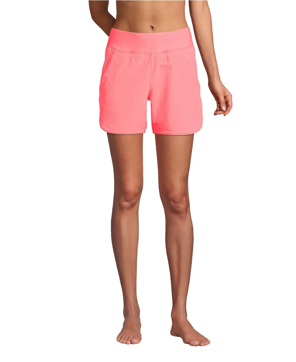 5" Quick Dry Elastic Waist Board Shorts Swim Cover-Up Shorts with Panty by Lands' End