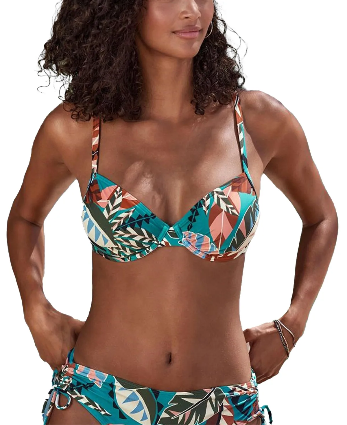 Tropical Print Everyday Comfort Textured Underwire Bikini Top
