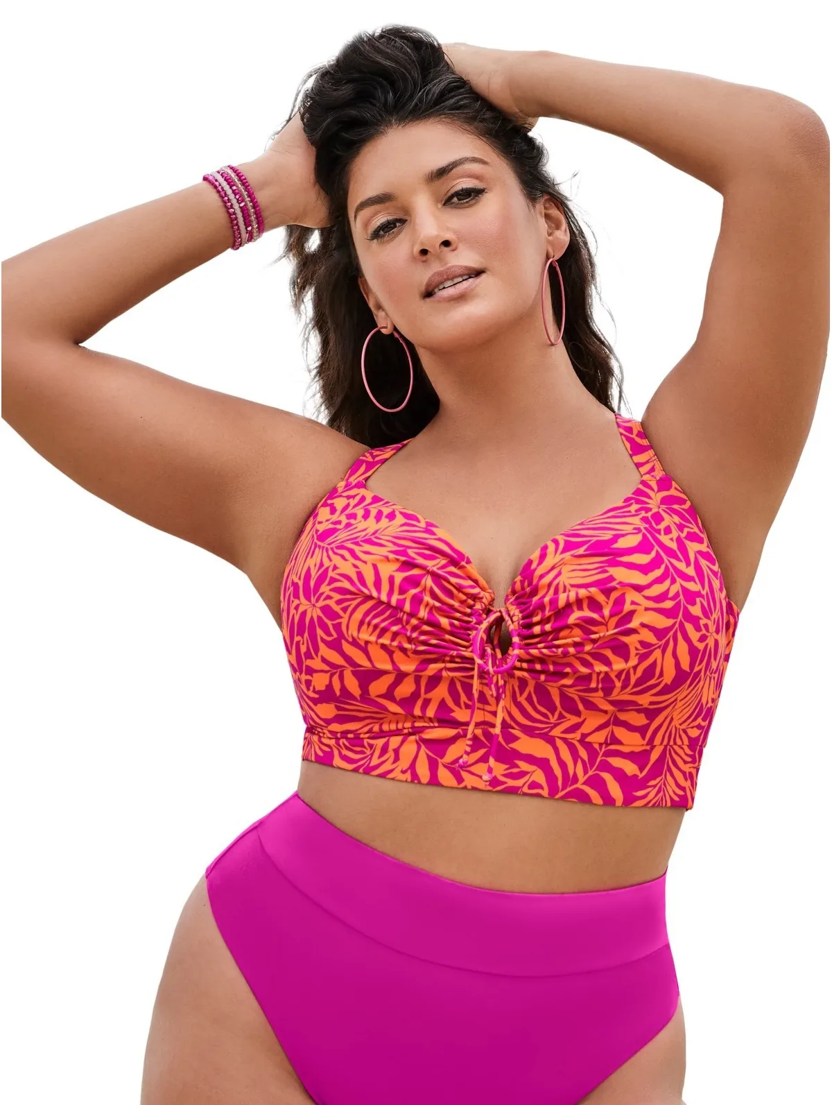 Bra Tie Front Longline Underwire Bikini Top by Swimsuits For All