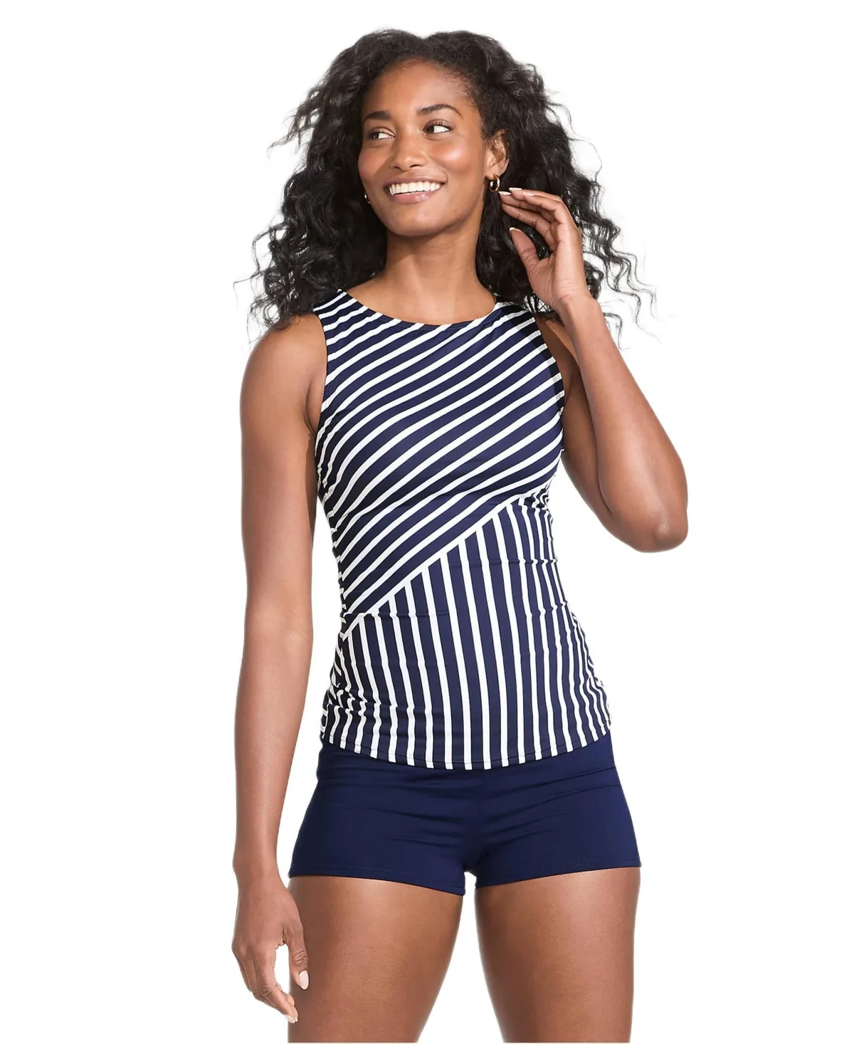 Dd-Cup High Neck Upf 50 Sun Protection Modest Tankini Swimsuit Top by Lands' End