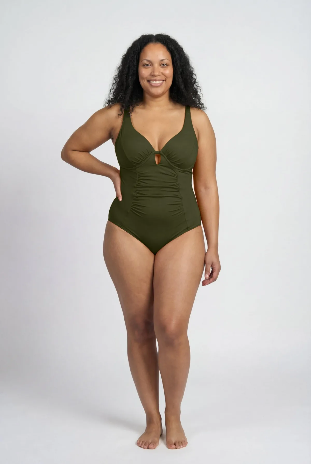 Shirred Underwire One Piece Swimsuit by Swimsuits For All
