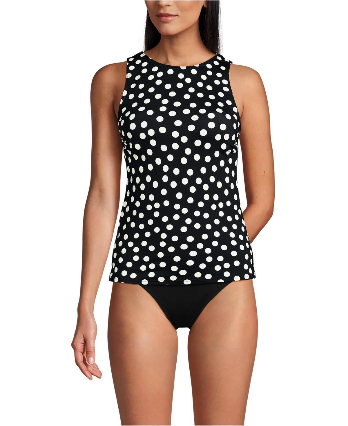 D-Cup Chlorine Resistant High Neck Upf 50 Modest Tankini Swimsuit Top by Lands' End