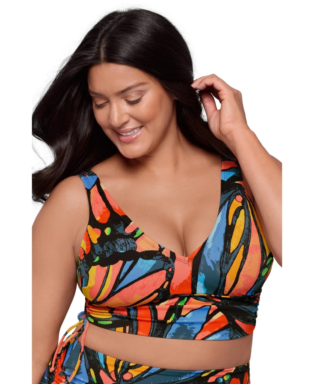 Supportive Cinched Adjustable Midkini Swimsuit Top by S3 Apparel