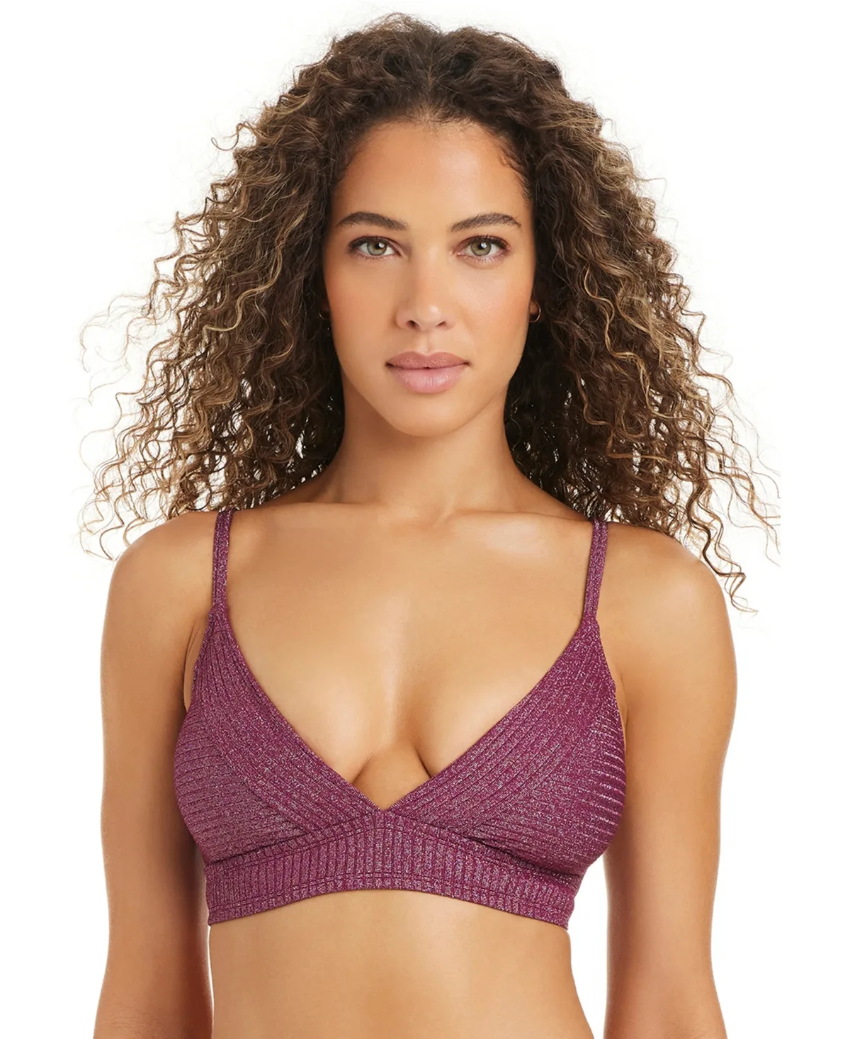 Rib & Shine Over-The-Shoulder Bra by Bar Iii