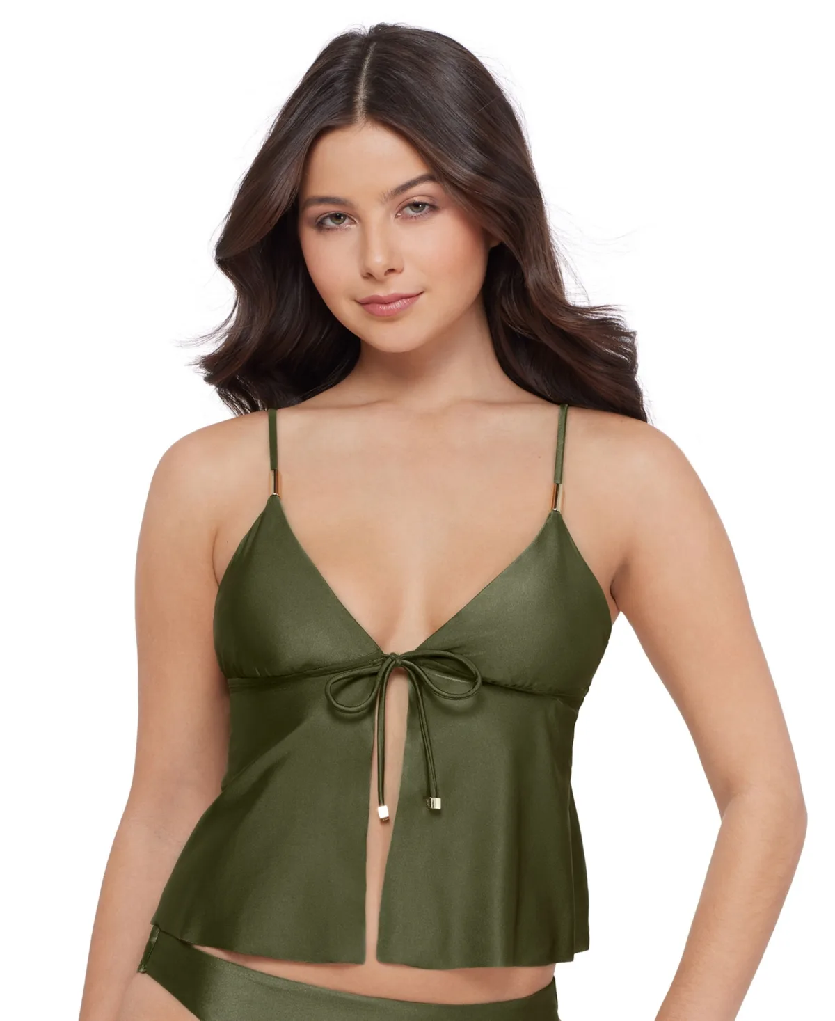 Tie-Front Crop Tankini Top by Steve Madden
