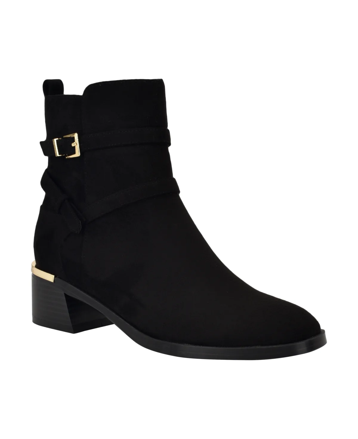 Jasen Buckle Strap Block Heel Booties by Calvin Klein