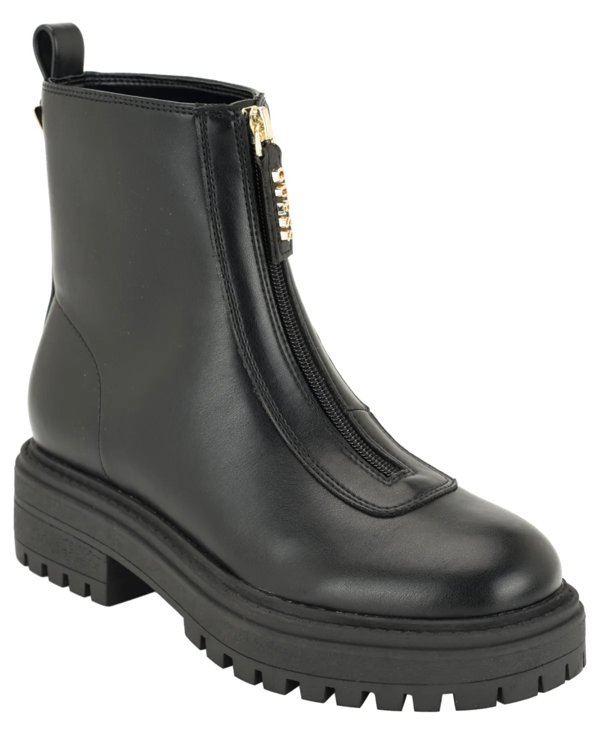 Syyan Front Zip Lug Sole Booties by Guess