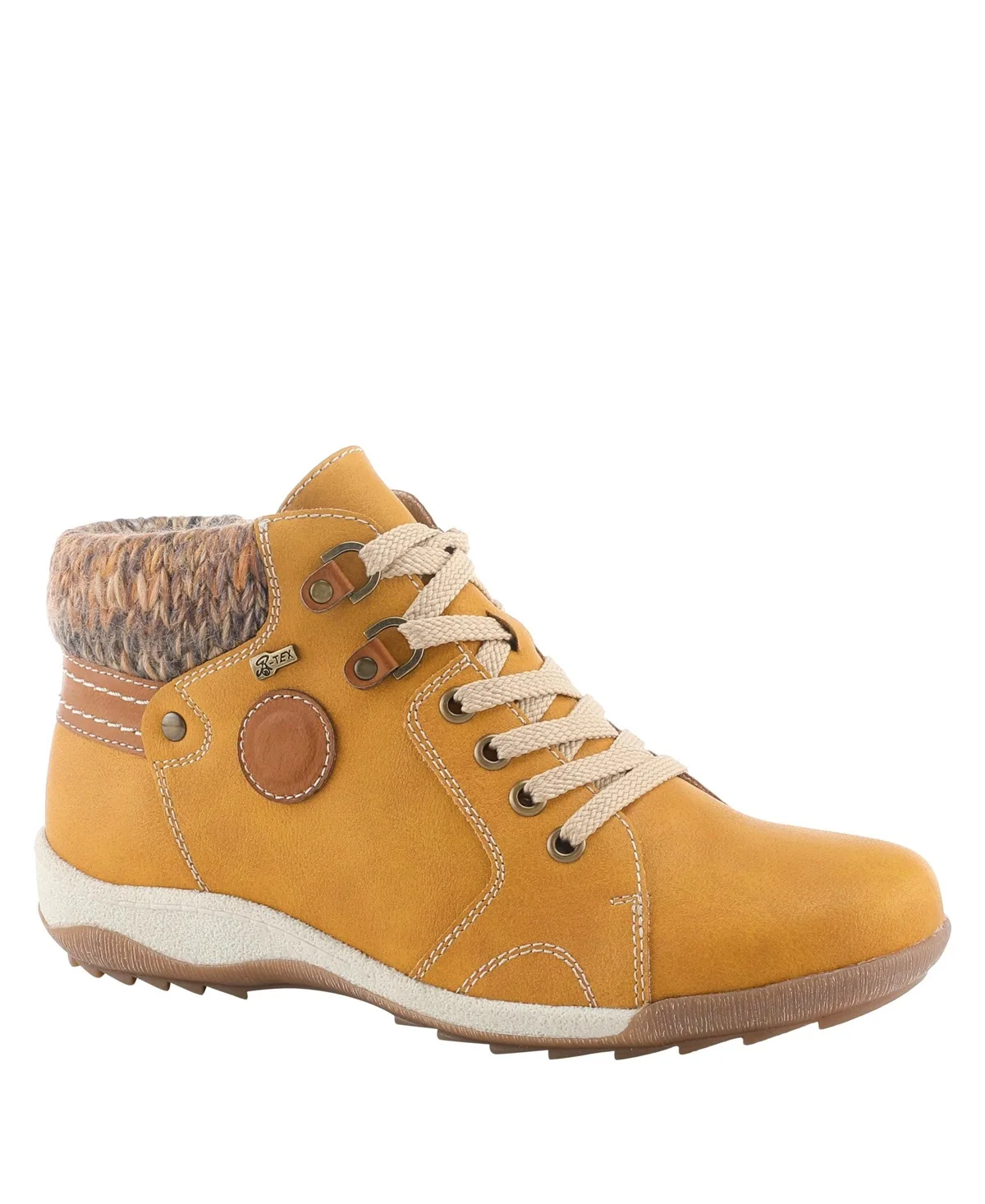 Clifton Lace-Up Booties with Sweater Cuff and Shock-Absorbing Sole by Spring Step