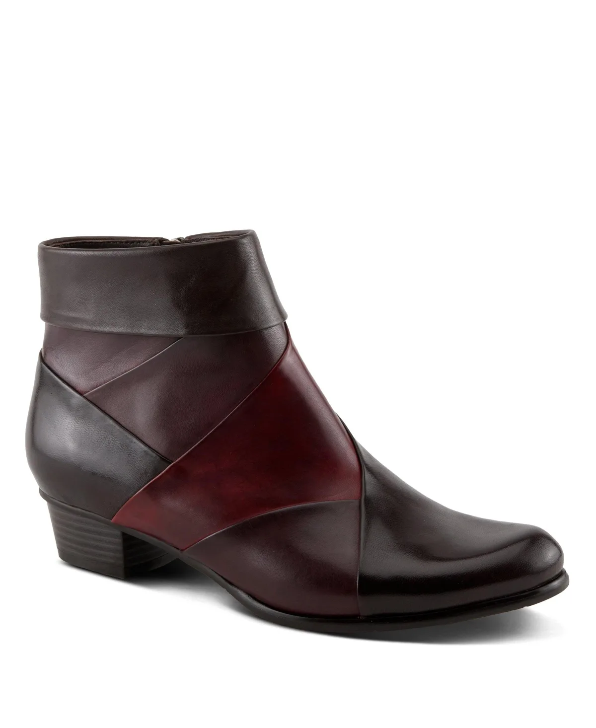 Mayvilla Colorblock Leather Bootie with Fold-Over Cuff and Removable Insole by Spring Step