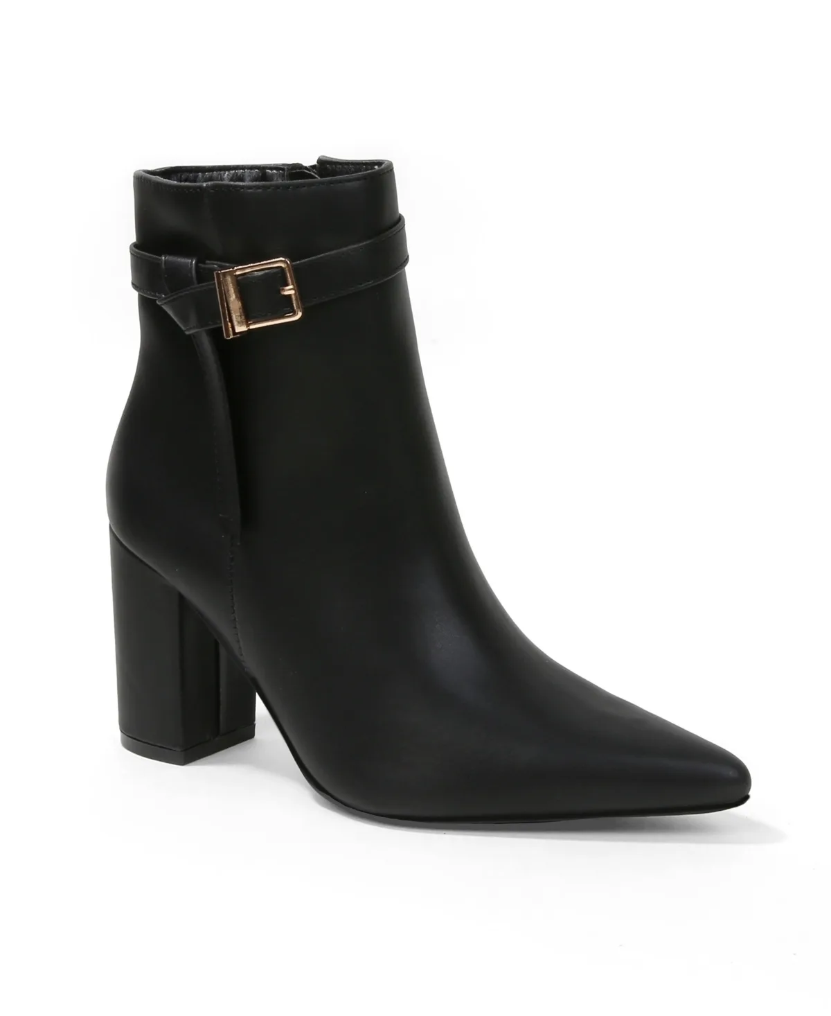 Blanche Pointed Toe Ankle Boots with Buckle Detail
