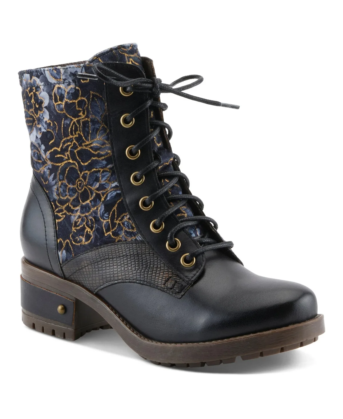 Marty-Flow Lace-Up Boots with Tapestry Detail by L'artiste