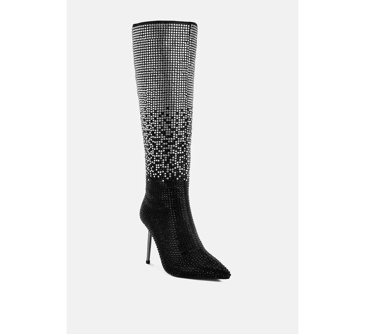 Orymple Shiny Rhinestone Studded Calf Boots by London Rag