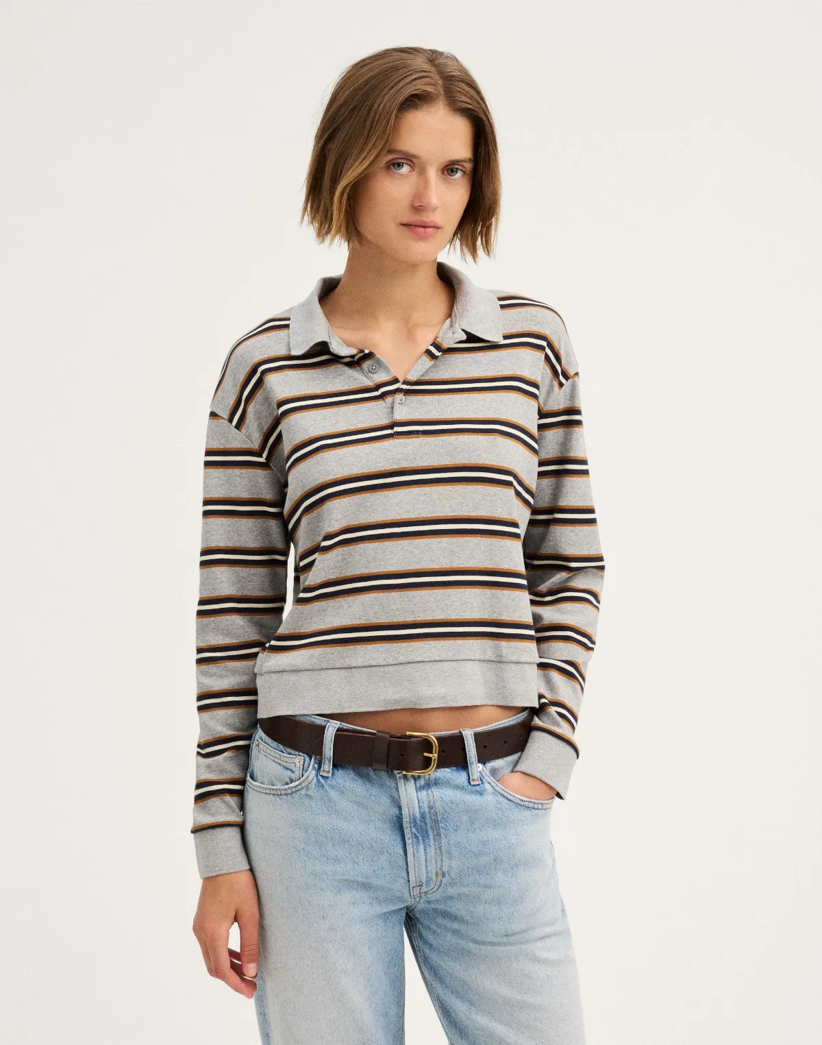 The Long-Sleeve Polo in Compact Cotton by MW