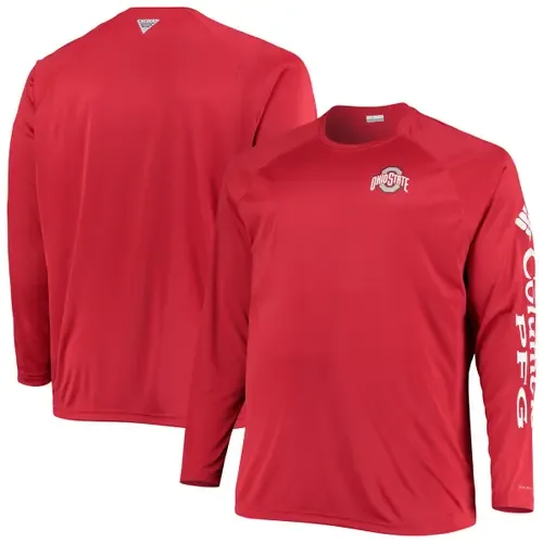 Columbia Scarlet Ohio State Buckeyes Terminal Tackle Raglan Omni-Shade Long Sleeve T-Shirt by Columbia
