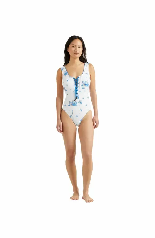 Herbier Shiny Jersey Lace-Up One-Piece Swimsuit by Vilebrequin