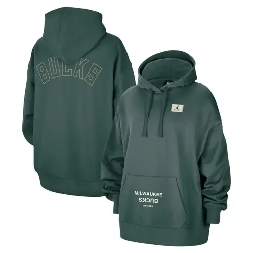 Jordan Brand Milwaukee Bucks Courtside Statement Edition Oversize Pullover Hoodie