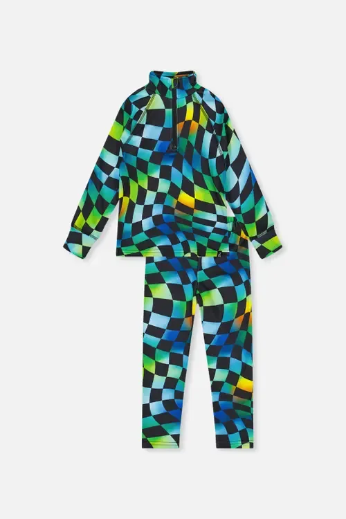Two Piece Checkered Brushed Half-Zip Top & Pants Thermal Underwear by Deux par Deux