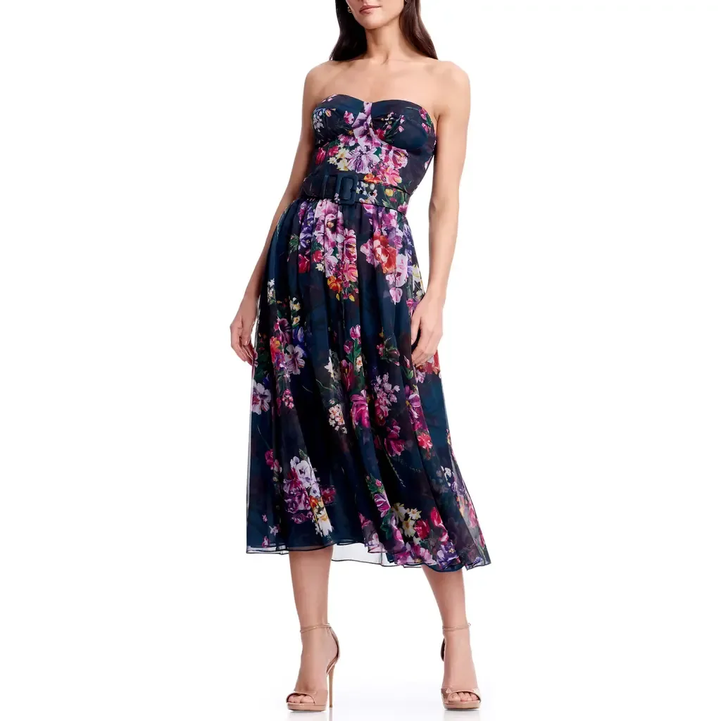Jenny Floral Strapless Fit & Flare Cocktail Dress