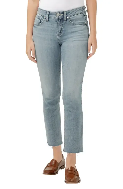 Suki Curvy Raw Hem Mid Rise Ankle Straight Leg Jeans