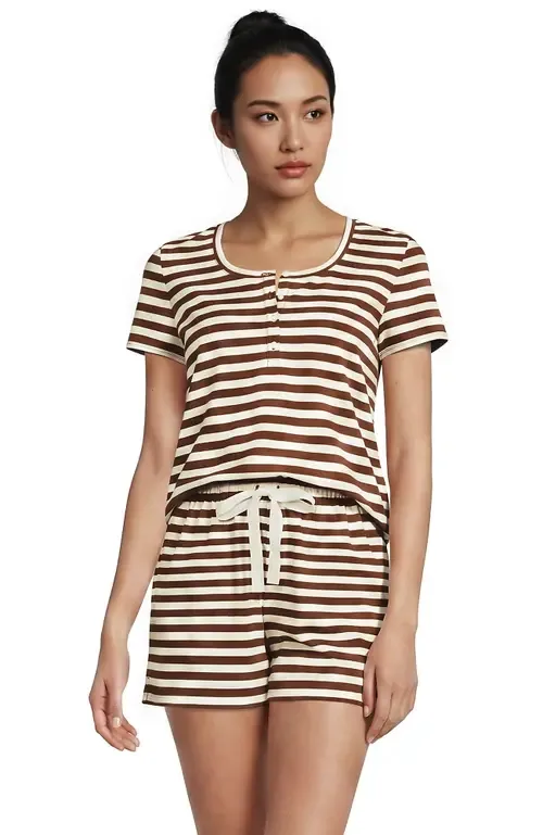 Knit 2 Piece Pajama Set - Short Sleeve Top and Shorts by Lands' End
