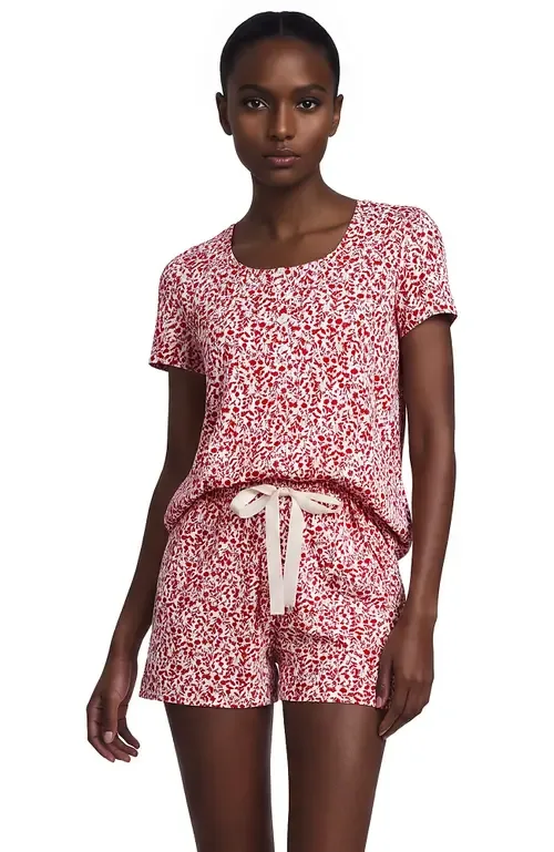 Knit 2 Piece Pajama Set - Short Sleeve Top and Shorts