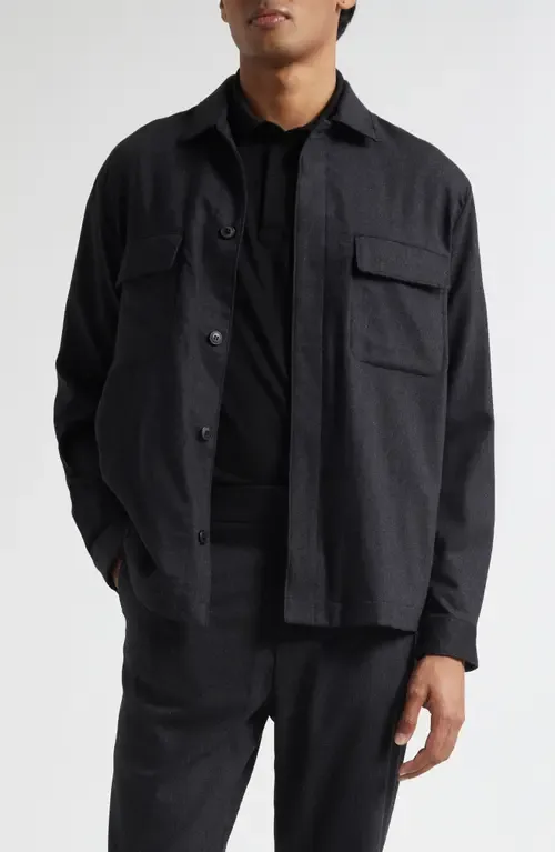 Stretch Virgin Wool & Cashmere Flannel Overshirt by Sunspel