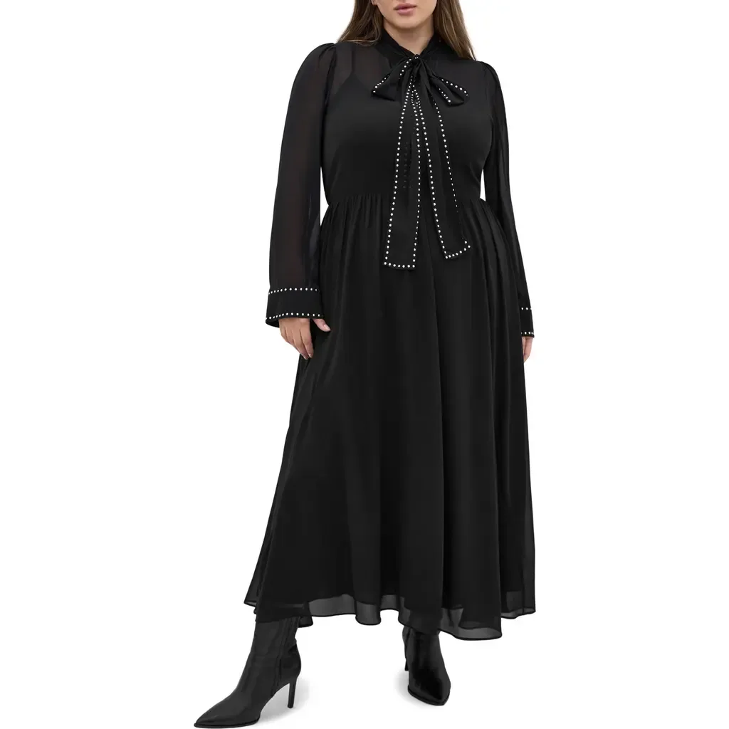 Kara Long Sleeve A-Line Dress by City Chic