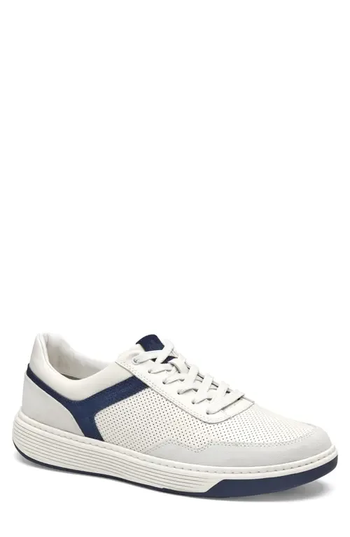 Dawson Sneaker in White Full Grain/Navy Suede