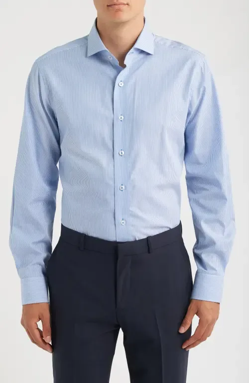 Trim Fit Pinstripe Cotton Dress Shirt by Lorenzo Uomo
