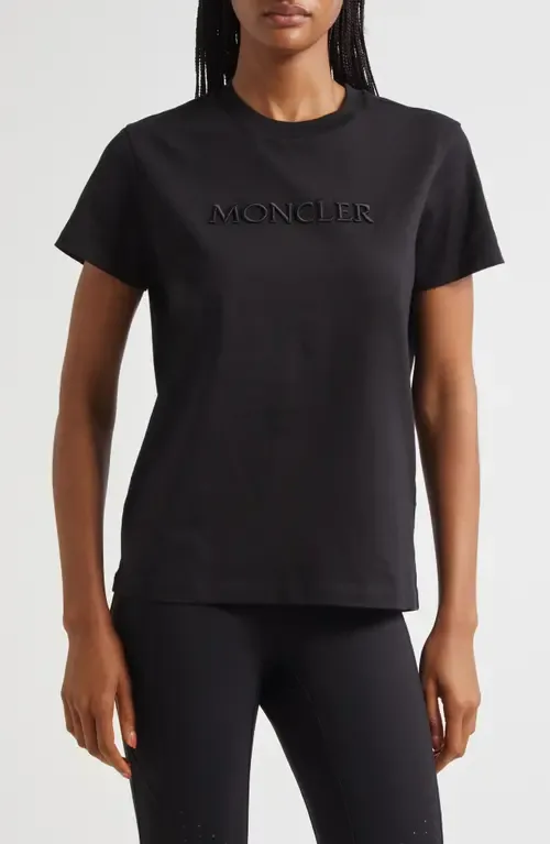 Logo Embroidered Cotton T-Shirt by Moncler