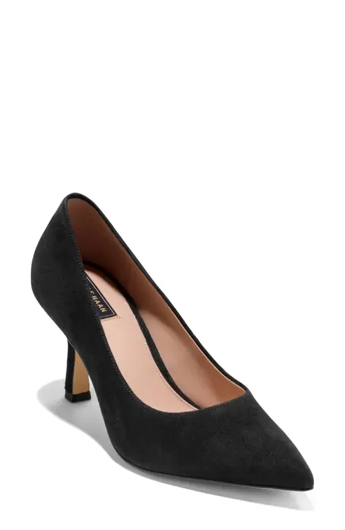 Hansell Pointed Toe Pump in Black Suede by Cole Haan