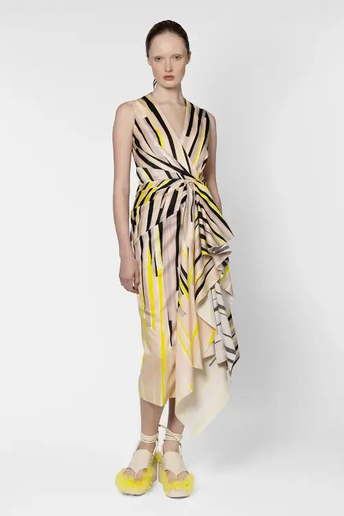 Esra Stripe Cotton Fitted Midi Dress by Roksanda