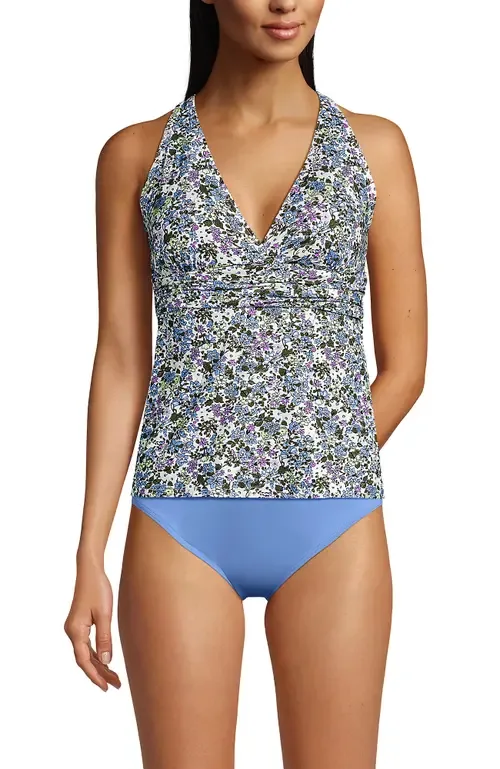 Chlorine Resistant Plunge X-Back Tankini Swimsuit Top