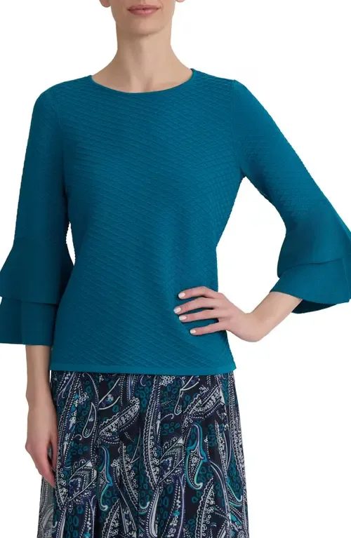 Texture Ruffle Sleeve Top by KASPER