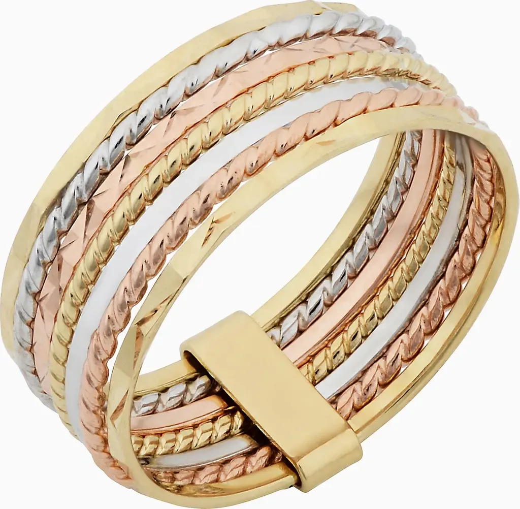 14K Yellow Gold Power Stack Ring by Oradina