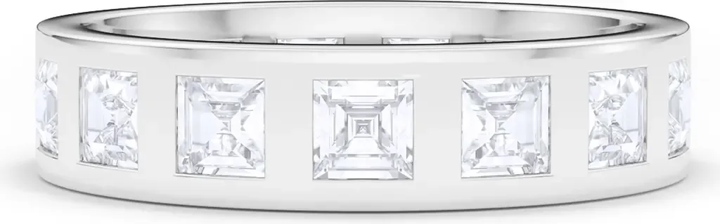 Asscher Cut Lab Created Diamond in the Band Ring by HauteCarat