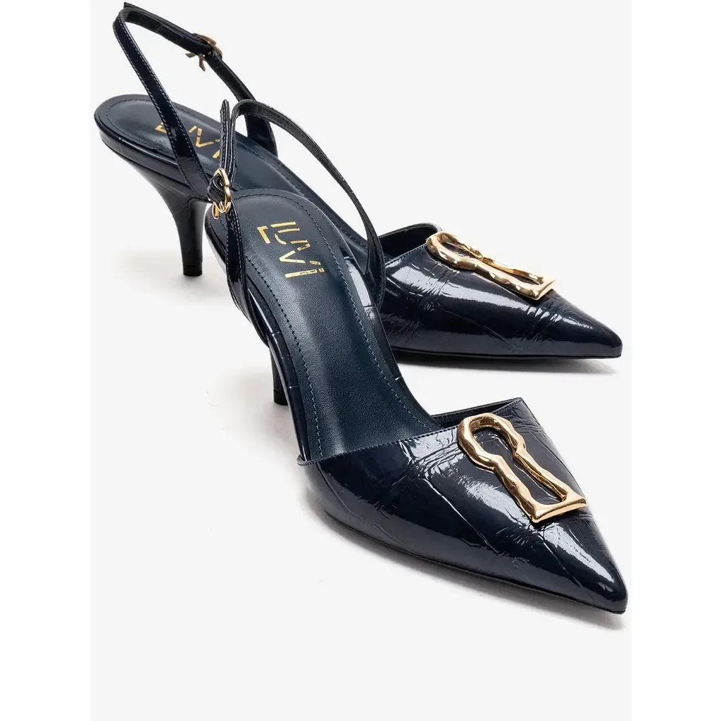 Yvella Buckle Pointed Toe Stiletto Pump by Prologue Shoes
