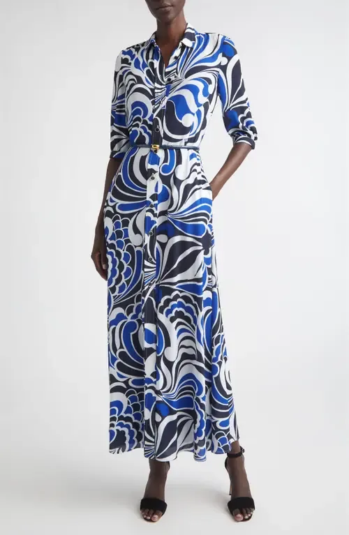 Midcentury Scroll Shirtdress by ST. JOHN