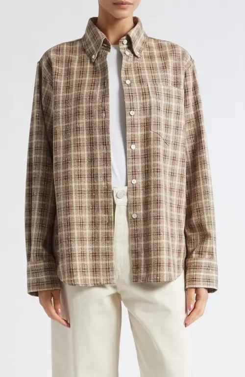 Oxford Bouclé Check Button-Down Shirt by Róhe