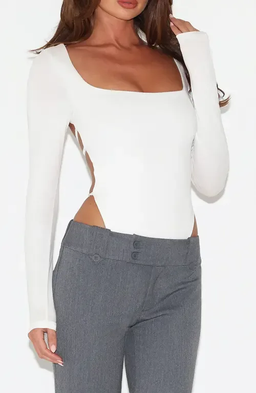 Minerva Strappy Open Back Long Sleeve Bodysuit by Tiger Mist